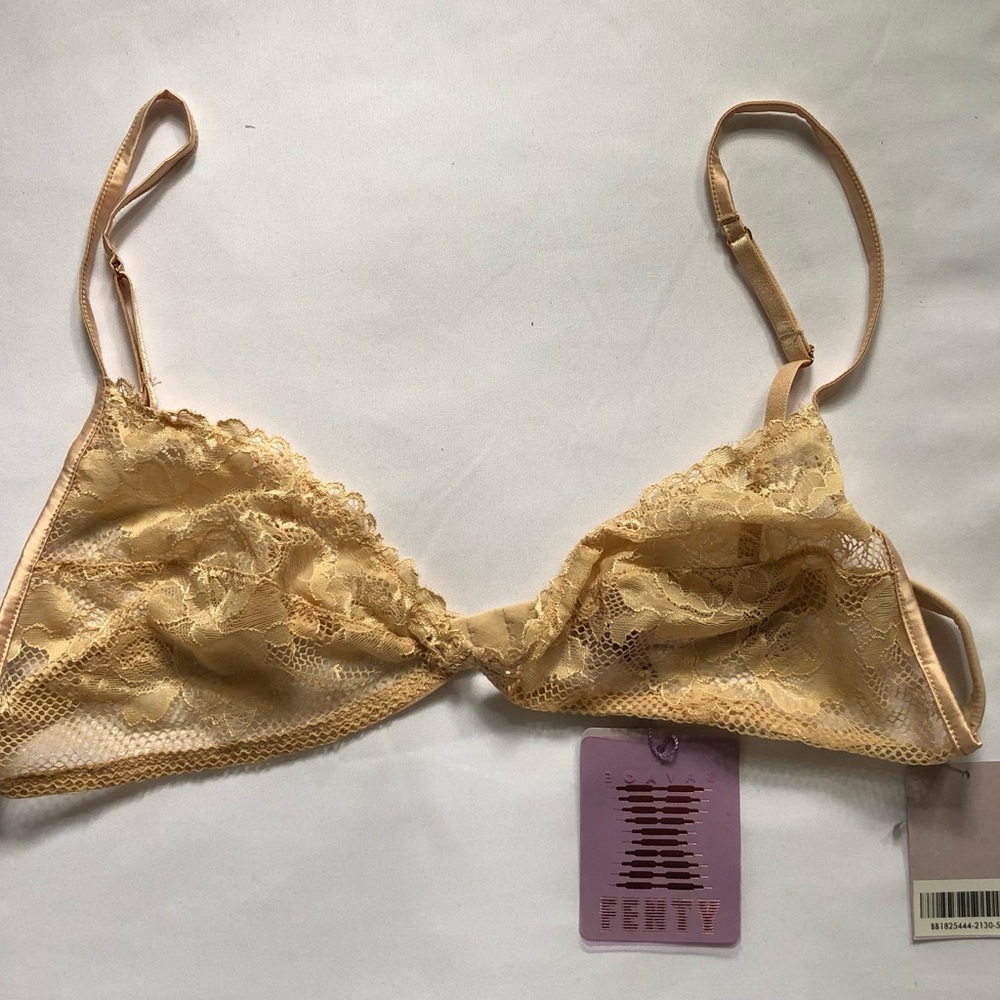 Savage X Fenty Tan Floral Lace Triangle Bralette